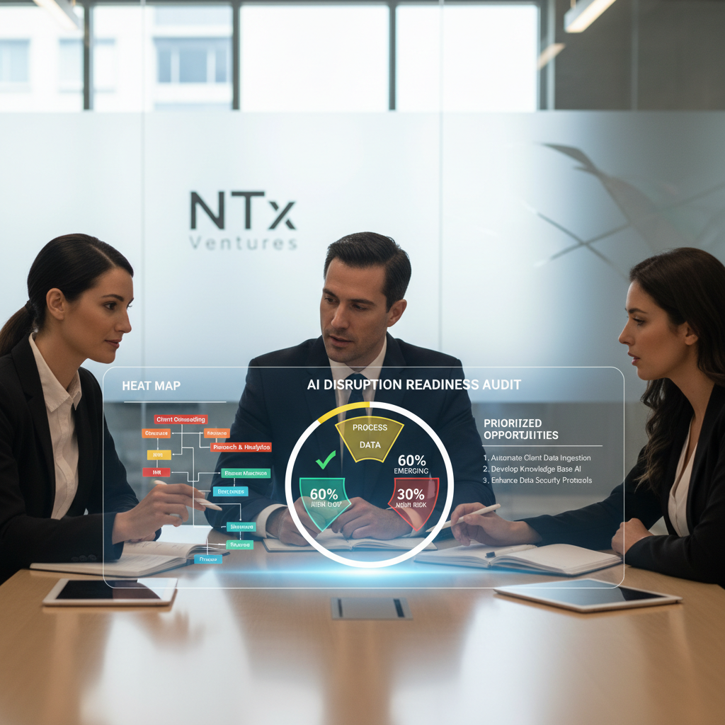 Professionals reviewing AI readiness heat map and scorecard