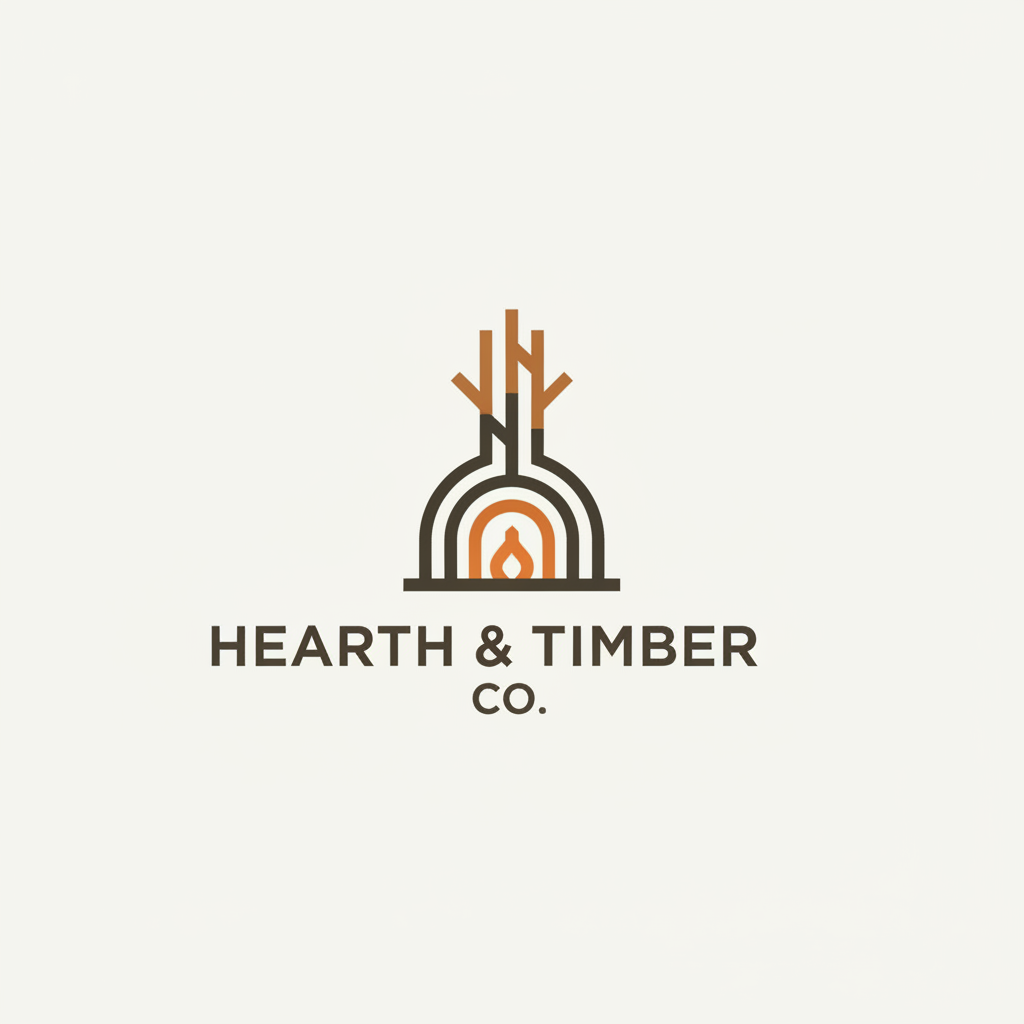 Hearth & Timber Co. logo depicting a stylized hearth and timber